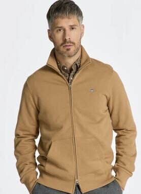 GANT Mens XL Khaki Shield Graphic Full-Zip Regular Fit Sweatshirt Preppy HR12-26
